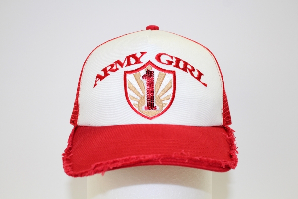 NO.012 SPANGLE RED/RED”1″ MESH CAP